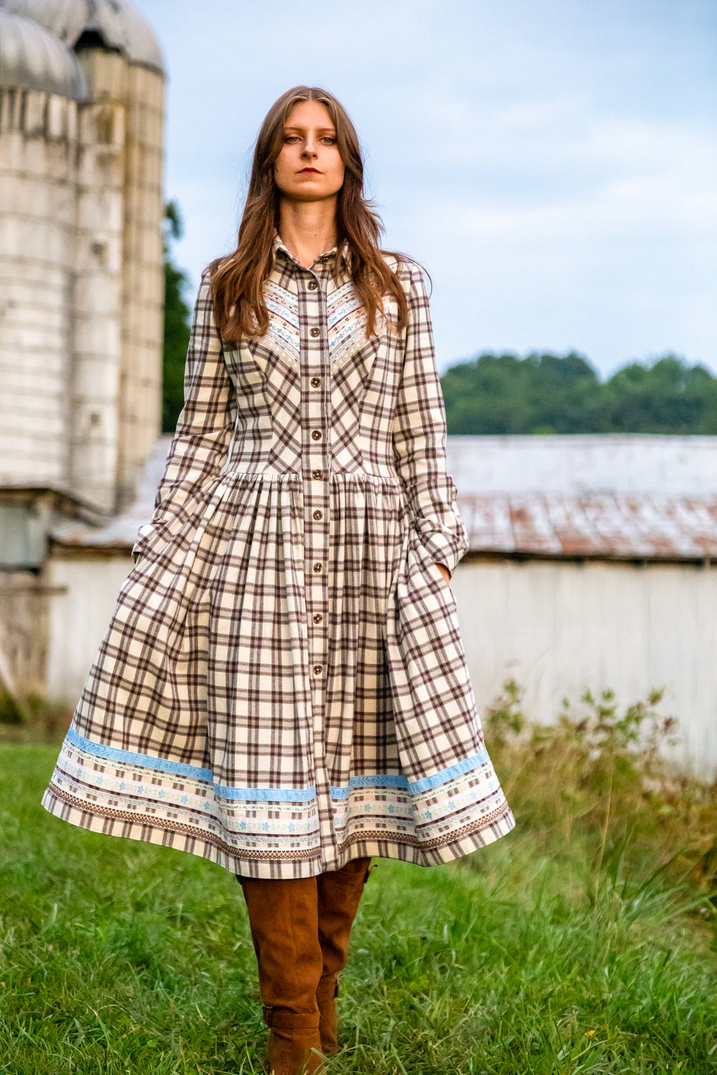 Western Plaid Flannel Dress