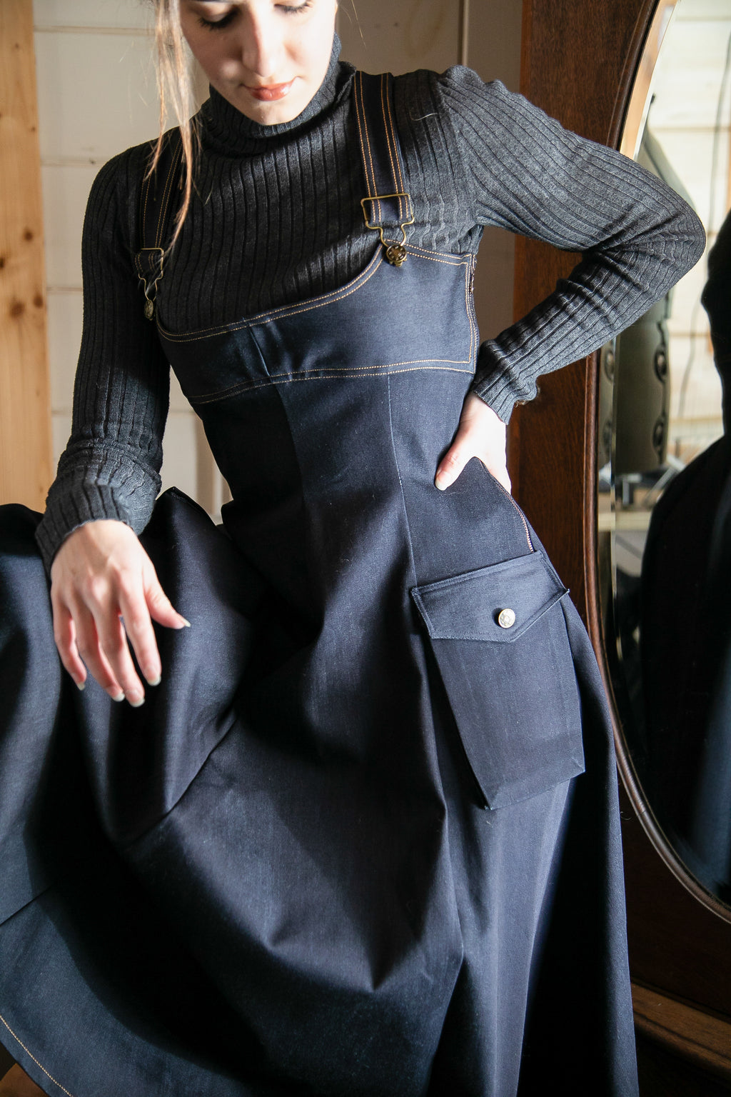 Caroline's Denim Overalls Dress